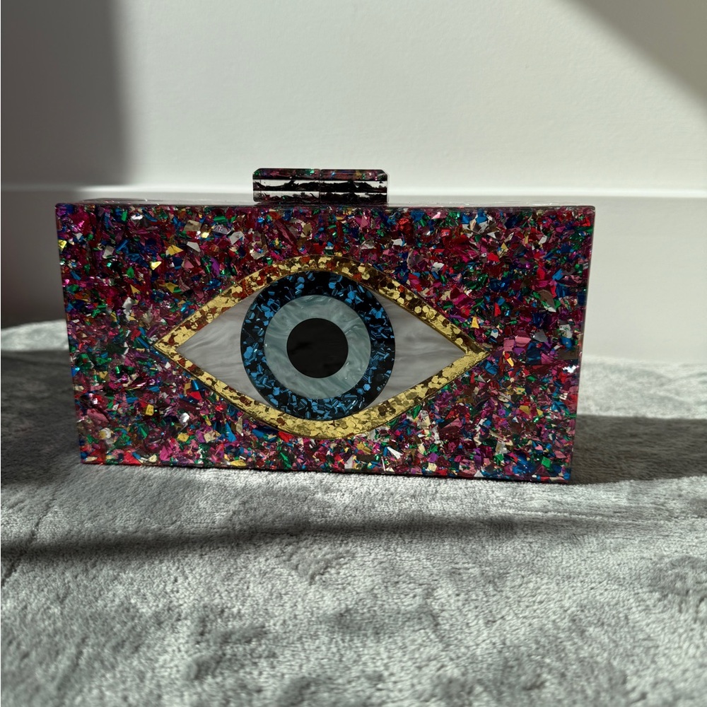 Glitter Gold Evil Eye clutch/crossbody